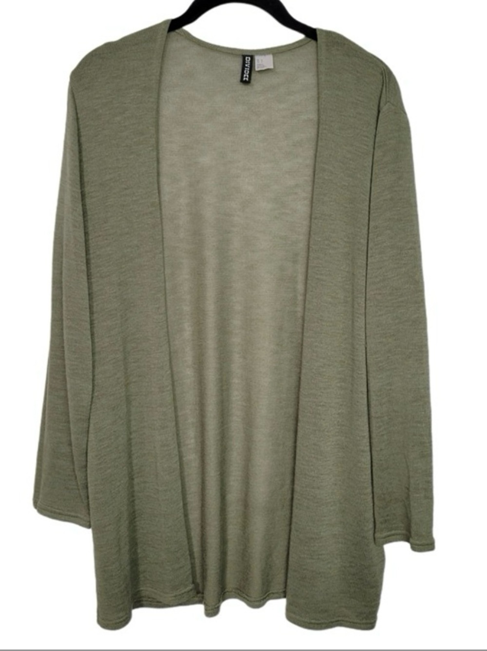 Divided Olive Green Open-Front Longline Cardigan